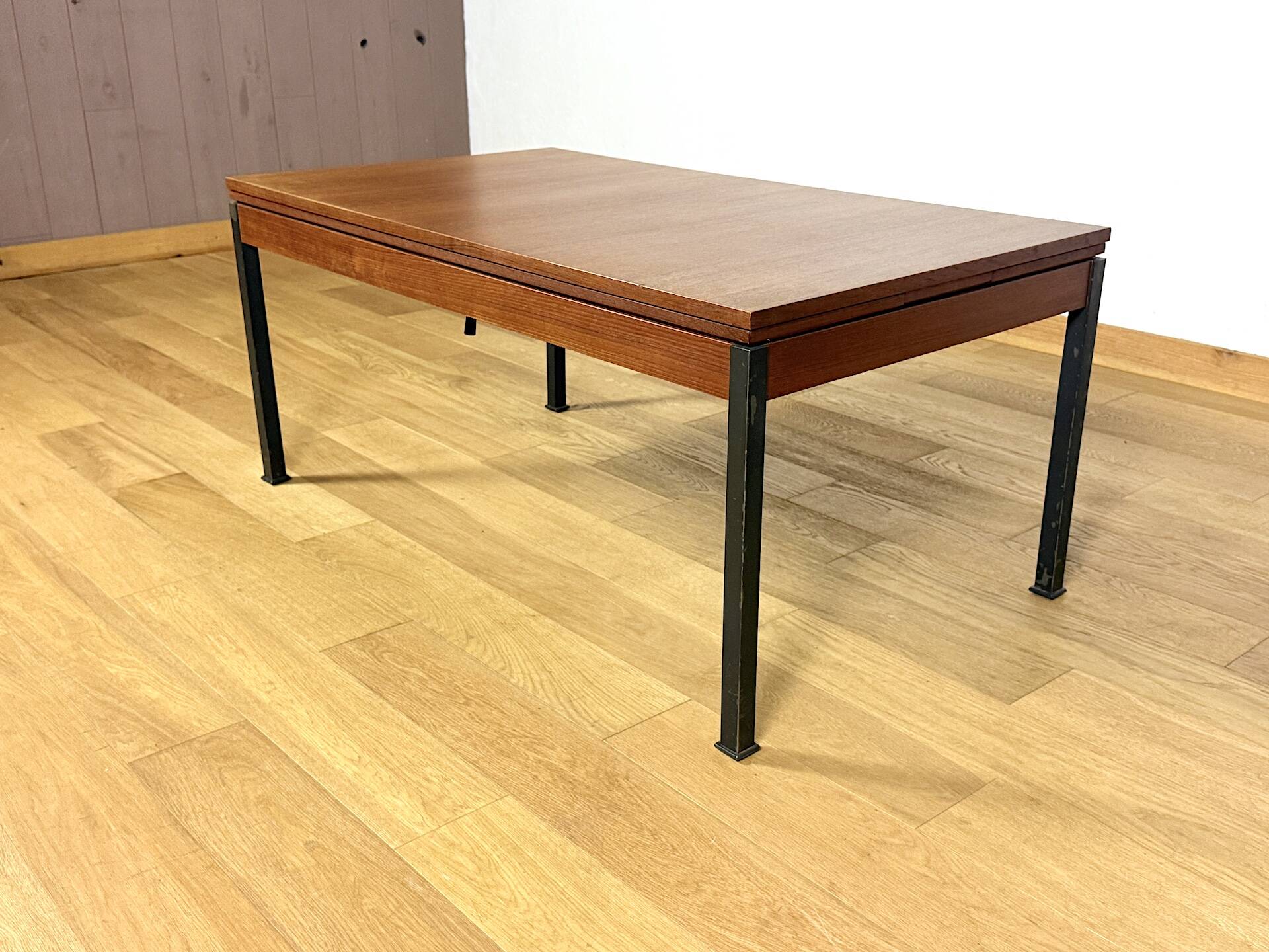 Scandinavian Teak Table Rise / Fall Vintage 1960