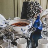 Large vegetable dish in Tournai porcelain, Boch Frères, fly decoration