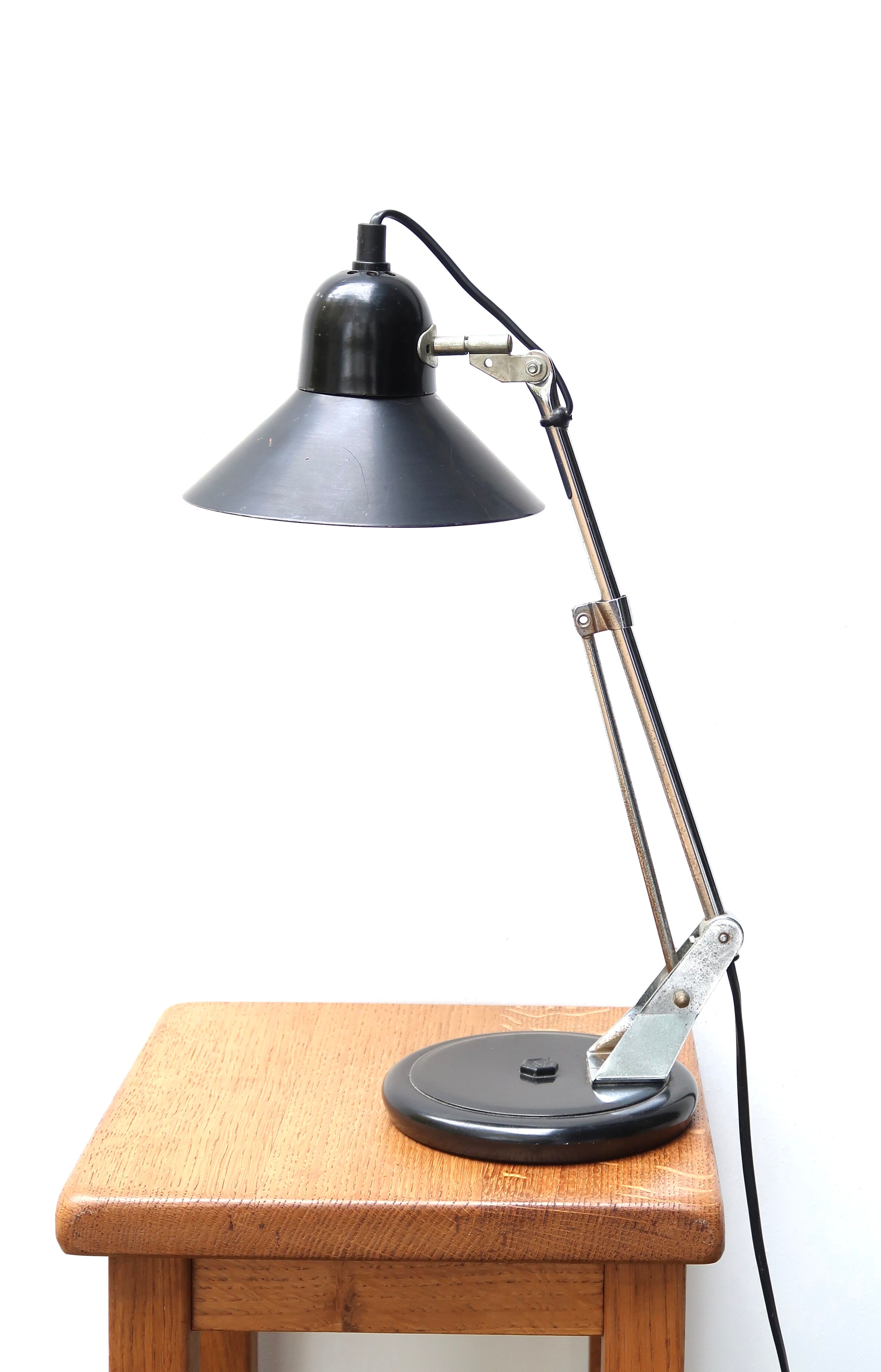 Black articulated desk lamp Aluminor, 60s