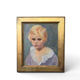 Oil on canvas, portrait of a child signed J. Bertrand, early 20th century.