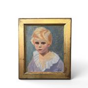 Oil on canvas, portrait of a child signed J. Bertrand early 20th century.