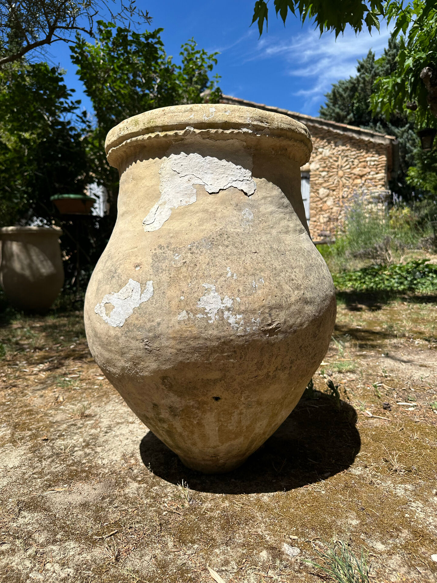 Ancient terracotta pottery jar
