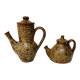 Pair of vintage brutalist ceramic teapots from the 1970s.