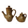Pair of vintage brutalist ceramic teapots from the 1970s.