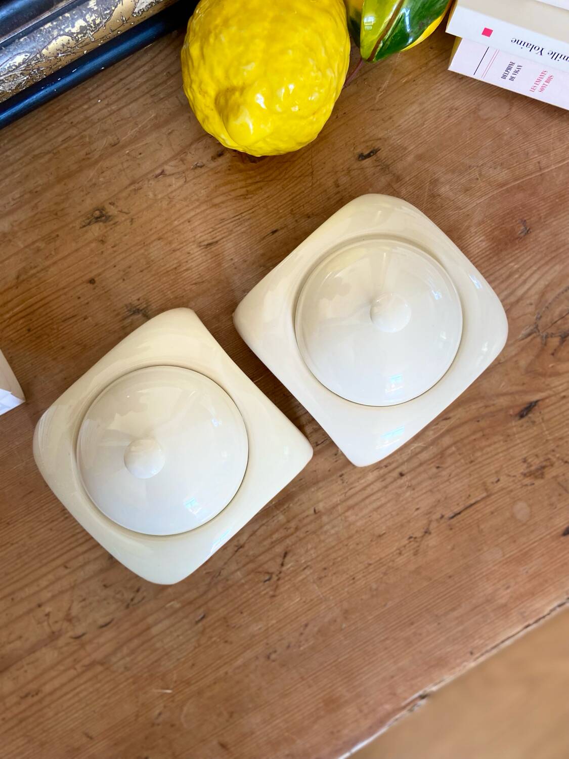 Pair of Helline ceramic butter dishes - 1970.