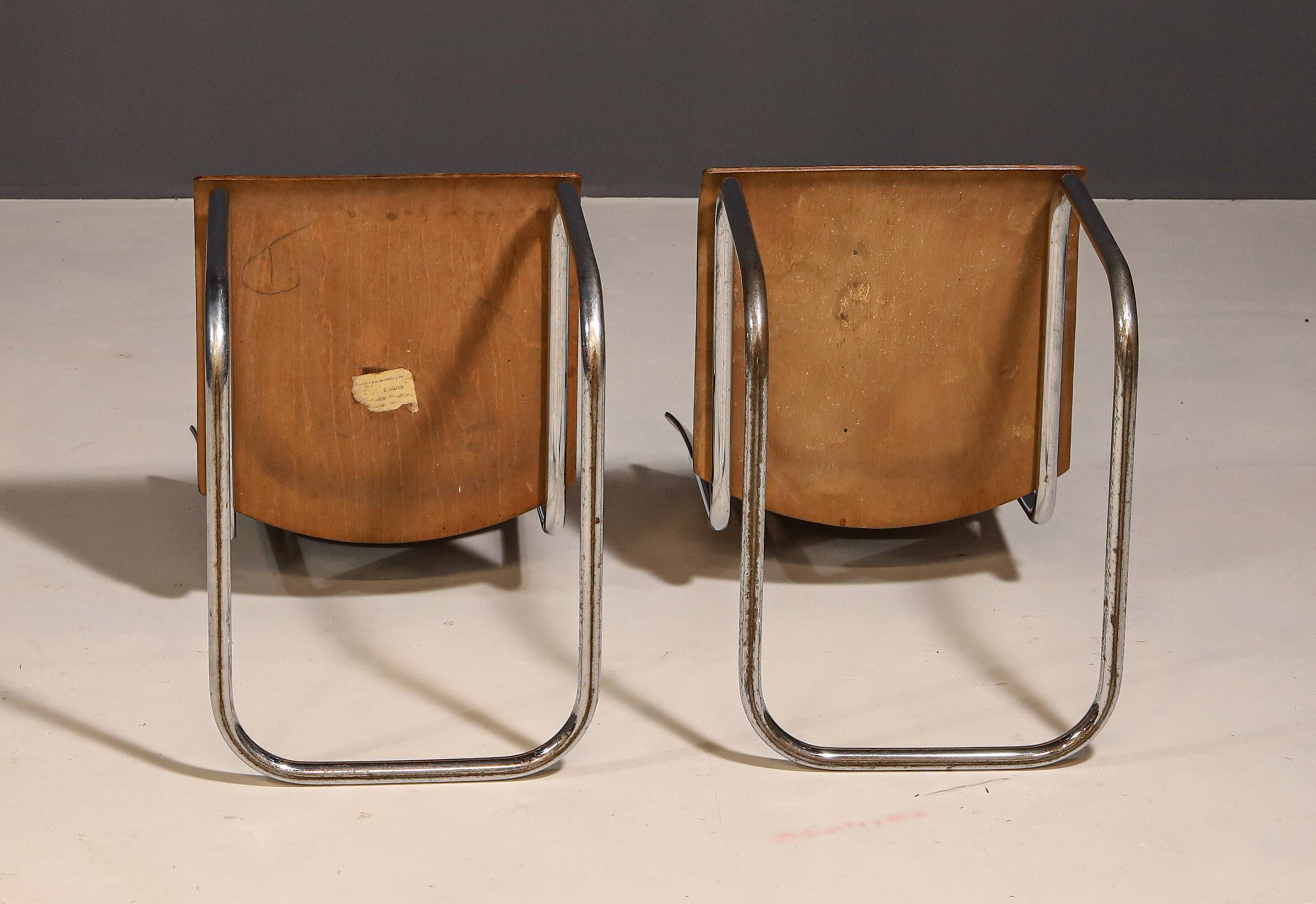 Pair of Bauhaus chair S43 by Mart Stam by Kovona, 1950´s