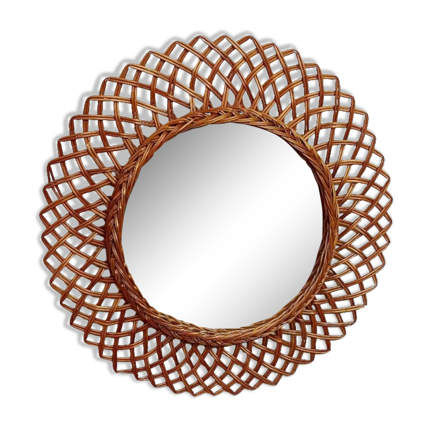 Grand miroir rotin