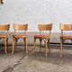 Lot of 4 baumann chairs bistrot parisian barter beech wood and red skaï