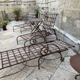 Lot of 4 Transats wrought iron sunbathing