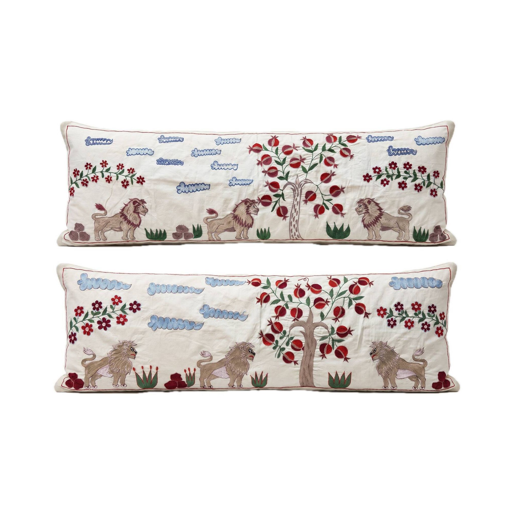Set of 2 embroidered decorative cushion covers 46x137 cm