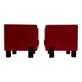 Poltrona Frau - Pair of red leather armchairs, “Moji” model - c. 2000