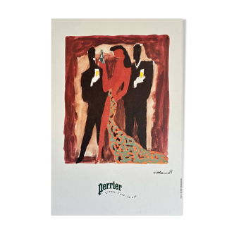 Poster Perrier Water L'air Life by Bernard Villemot - Signed by the artist - On linen