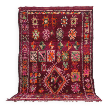 Tapis marocain bourgogne 177 x 261 cm - Tapis berbère vintage - Tapis en laine fait main