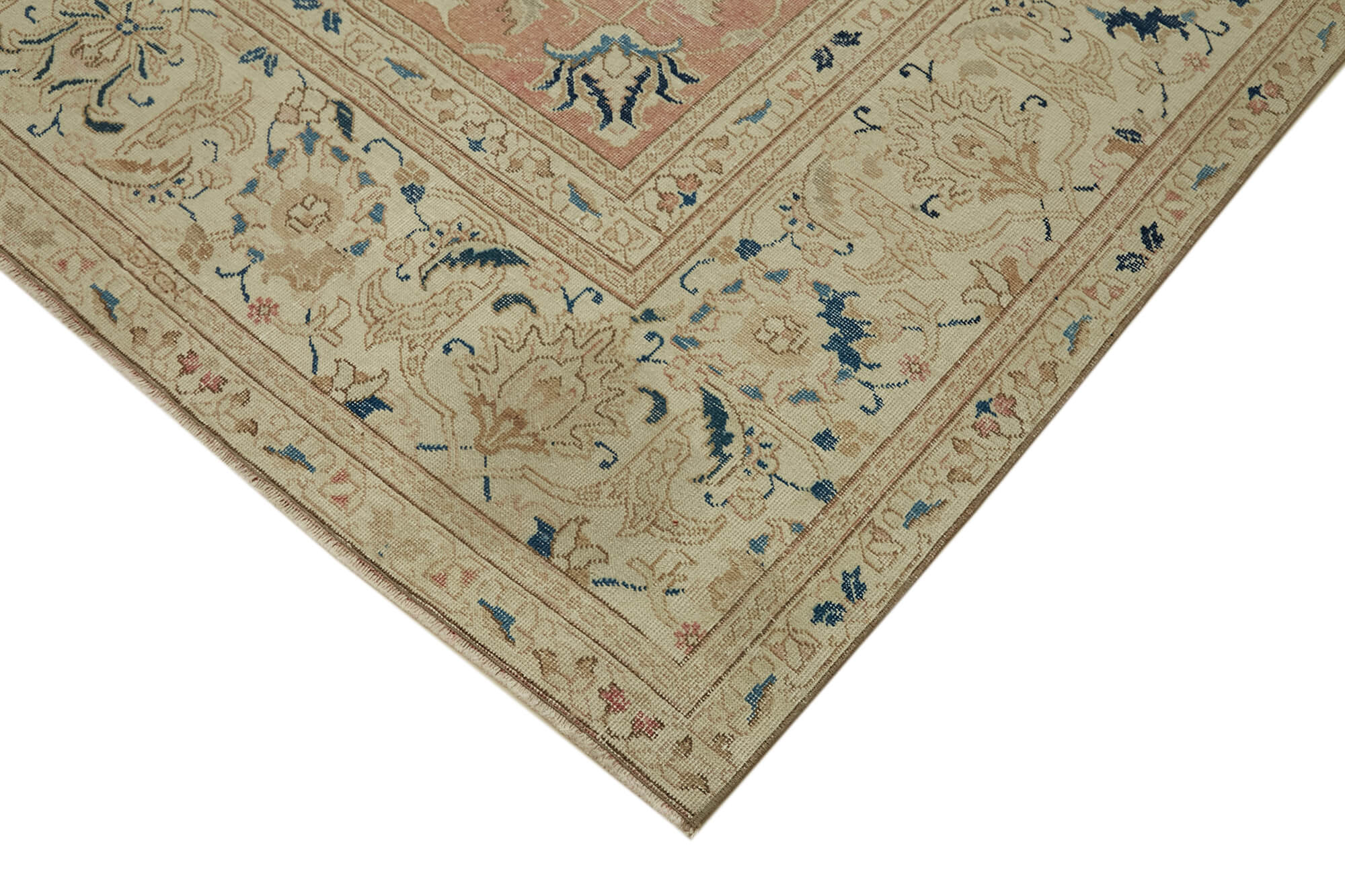 Hand-knotted persian antique 1970s 320 cm x 357 cm beige wool carpet