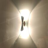 Vintage Brass and Etched and Curved Glass Wall Light ascribable to Fontana Arte