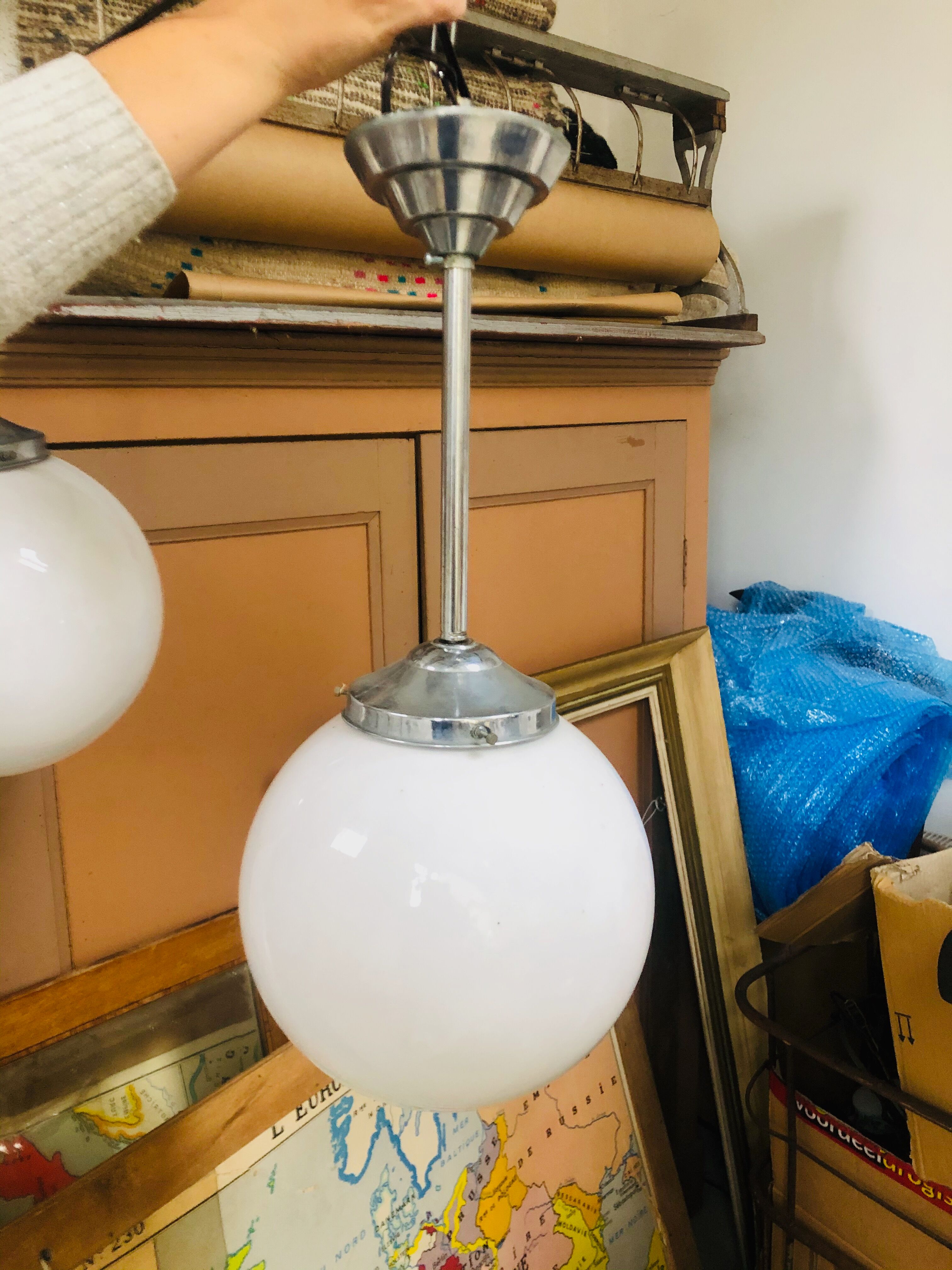 Paire de suspensions boule blanche