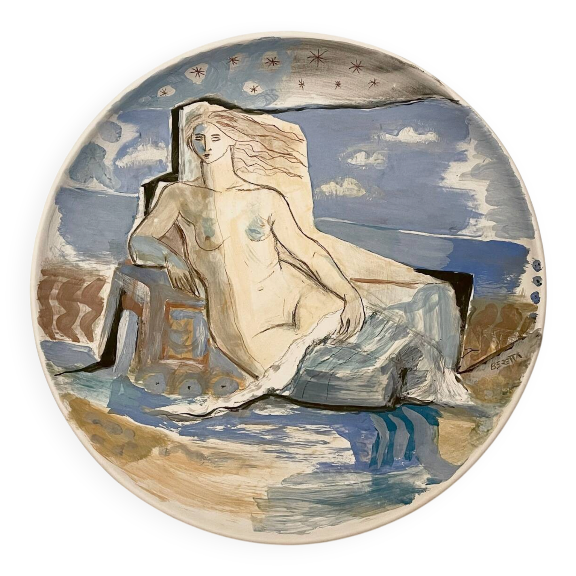 Unique signed ceramic plate