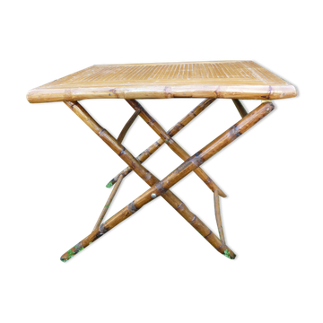 Table d'appoint vintage en bambou années 60