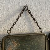 Vintage mirror 1930 triptych beveled barber crystal - 28 x 58 cm