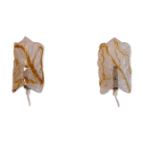 Pair of Scandinavian glass and brass wall light 1970