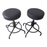 Set of 2 industrial workshop stools from the 60s and 70s