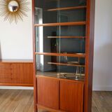 Teak and glass display cabinet, stamped "Seigneur", Scandinavian design, 1960