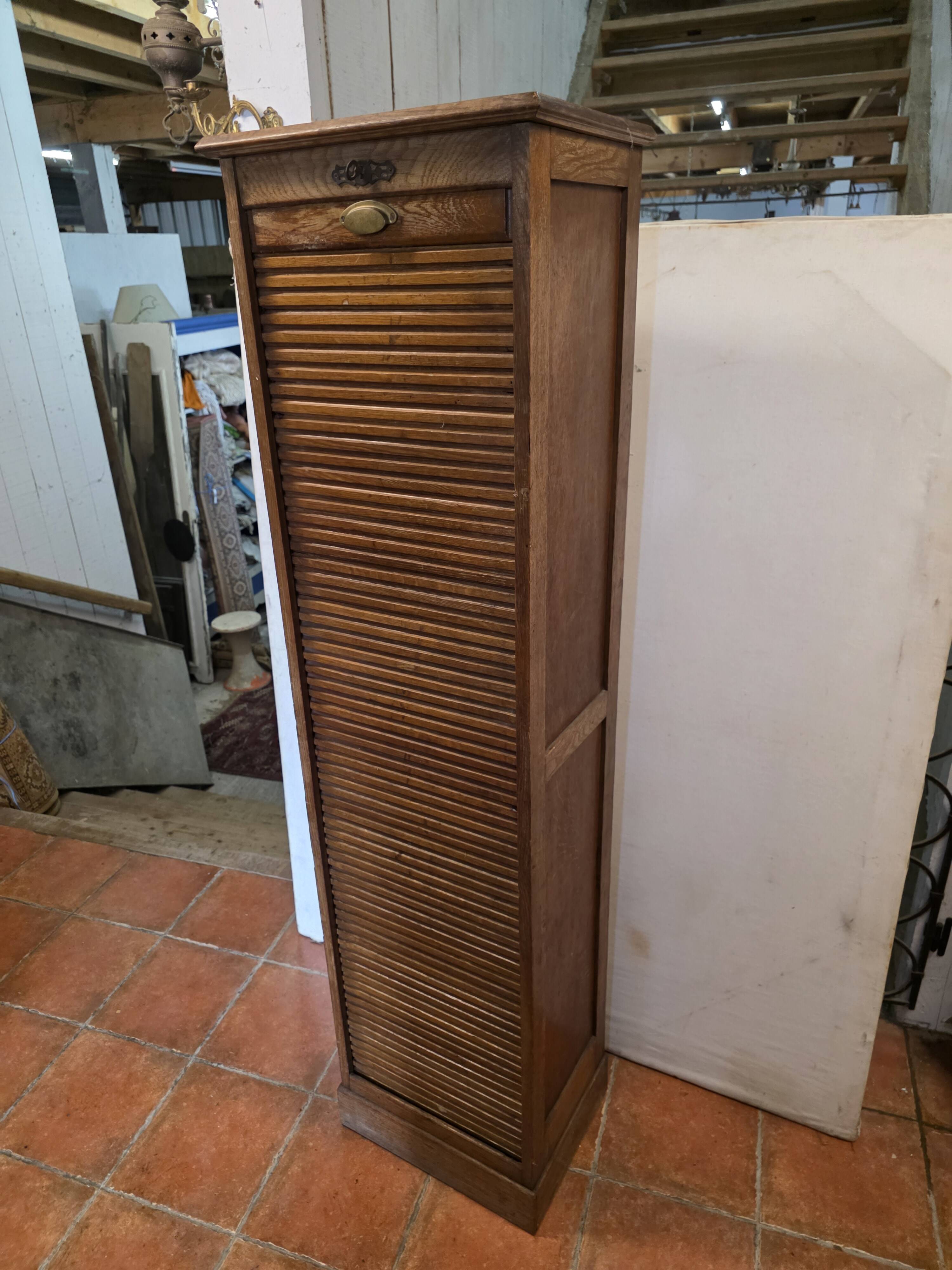 Pair of oak curtain file cabinets