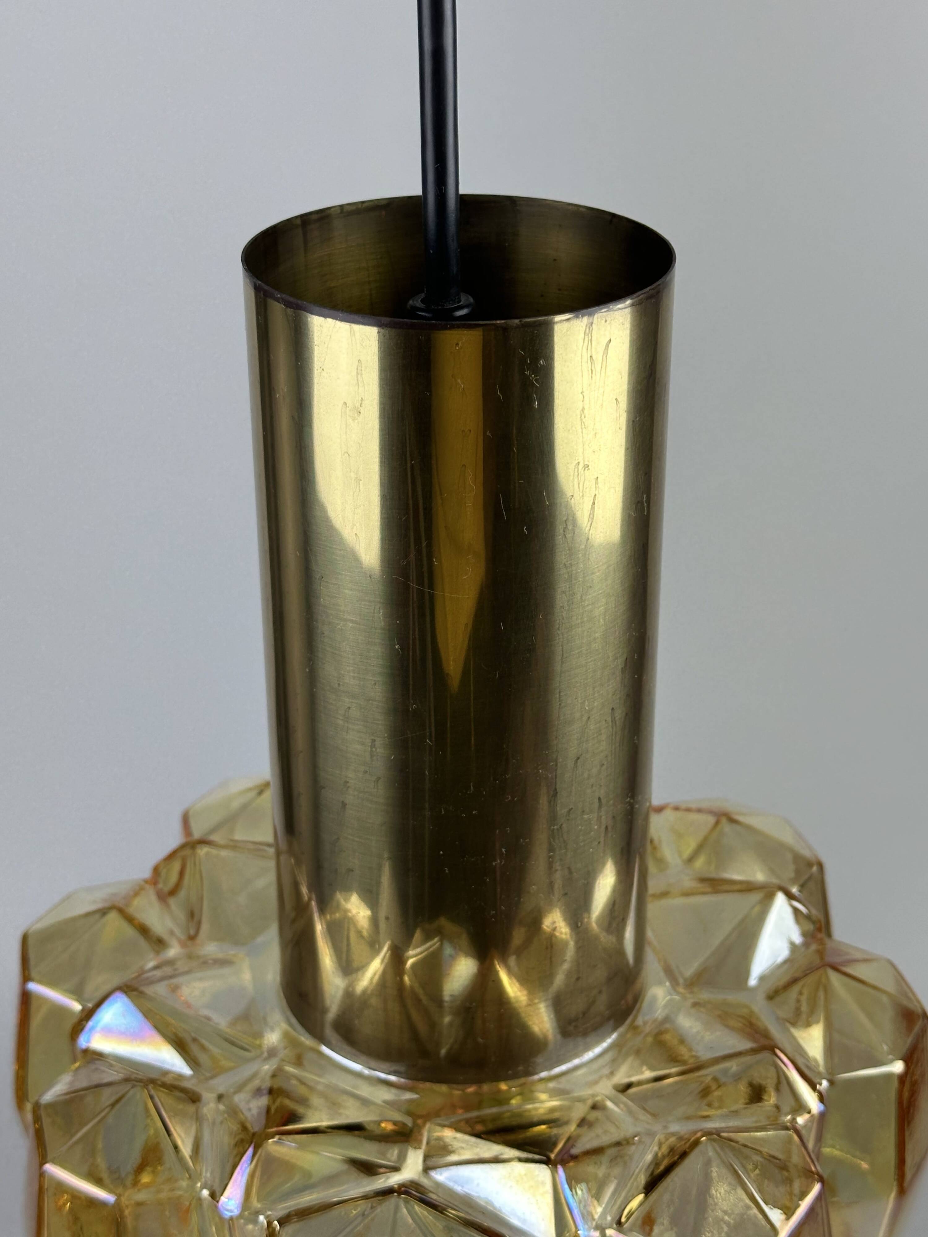 60er 70er Jahre Deckenlampe Glashütte Limburg Germany Glas & Messing Space