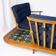 Large corner fan-shaped bench in oak, Guillerme and Chambron, 1970s