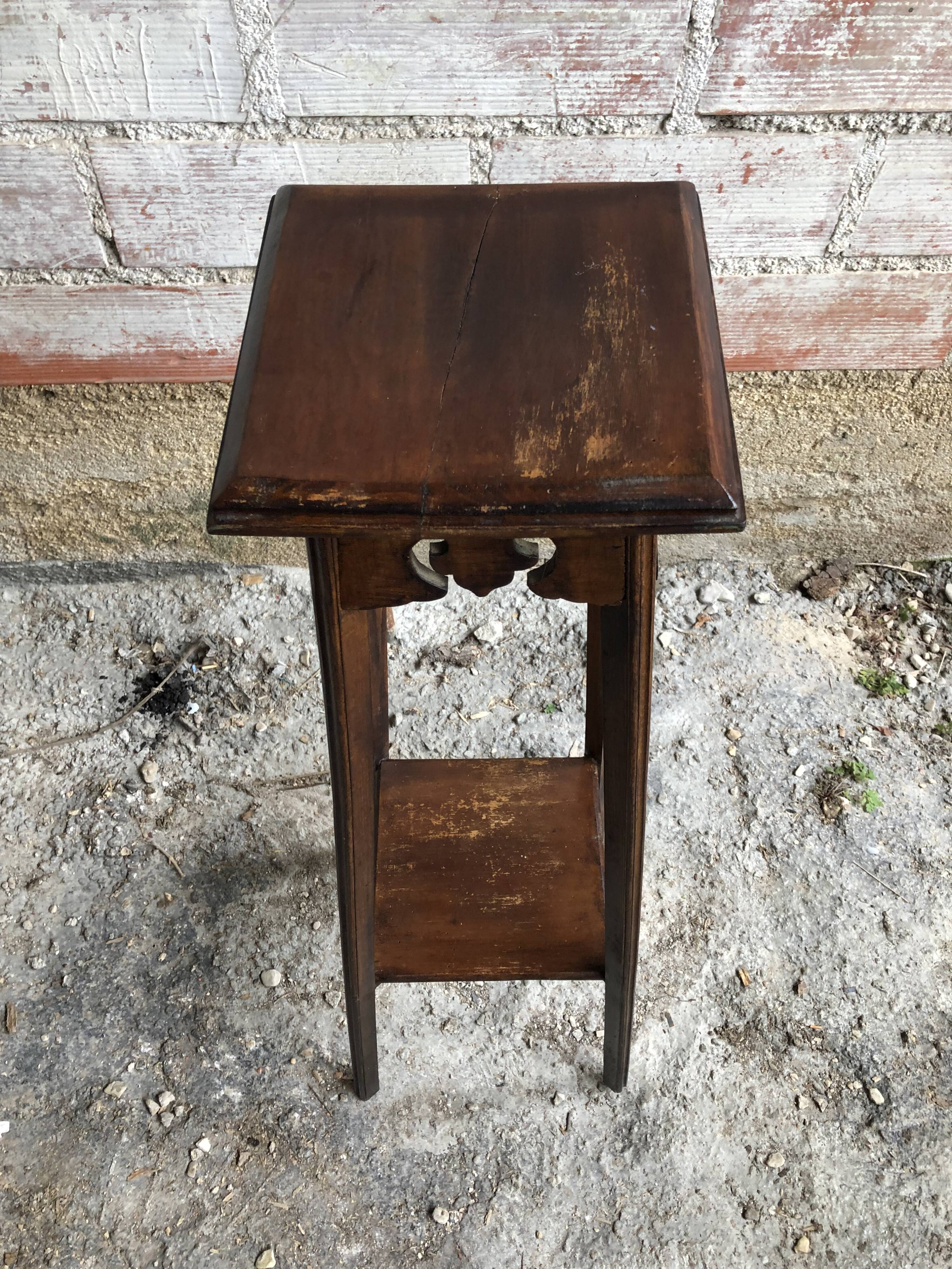 Sellette sculptée bois pieds compas vintage