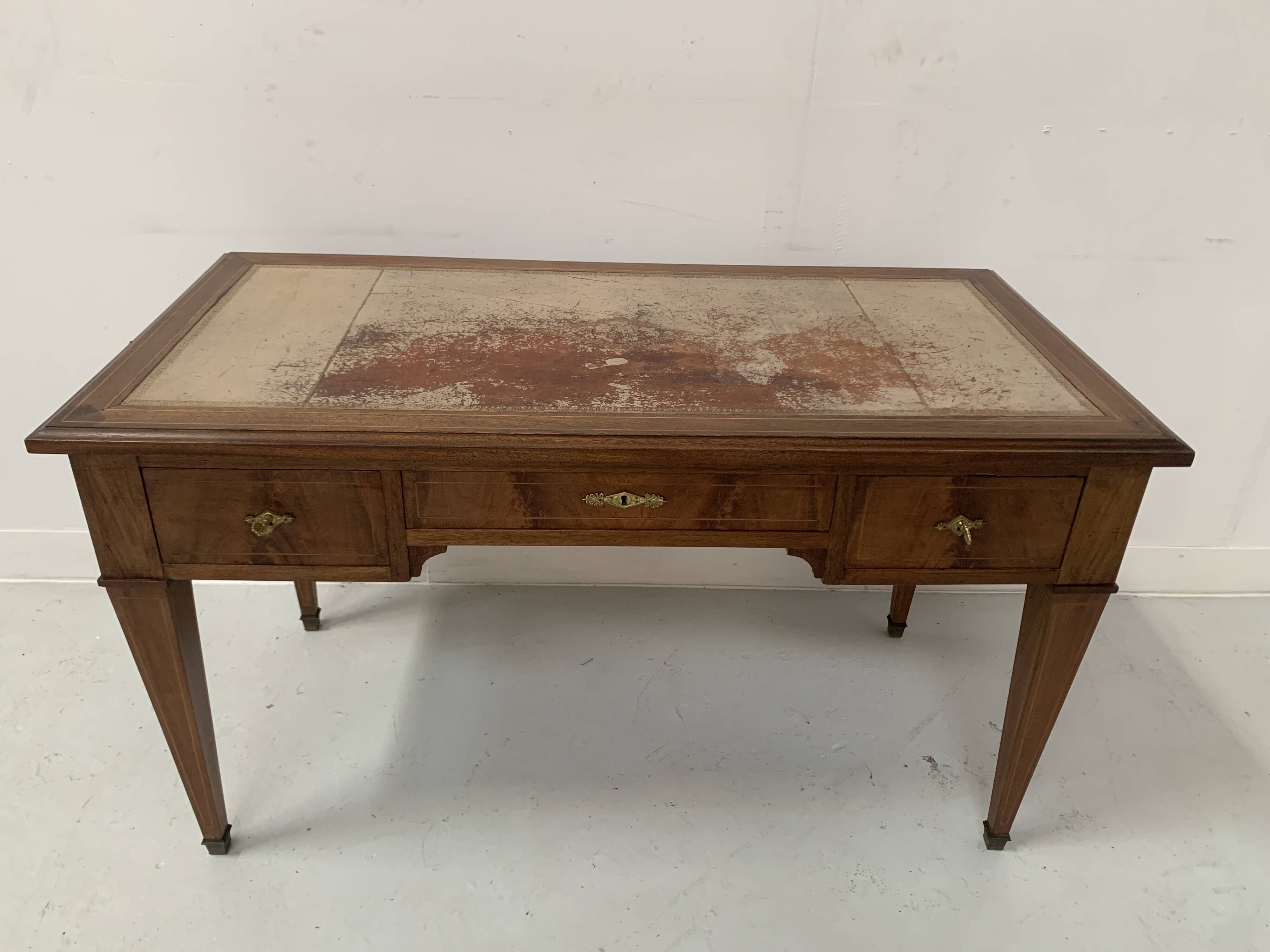 Directoire style desk in mahogany and veneer, 20th century