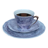 Vintage Marble Purple & Gold Interior Porcelain Coffee/Tea Trio -