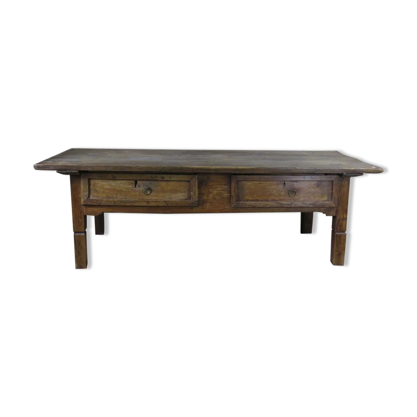Rustic coffee table with two belt pulls