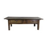Table basse rustique à deux tirroirs en ceinture