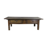 Rustic coffee table with two belt pulls