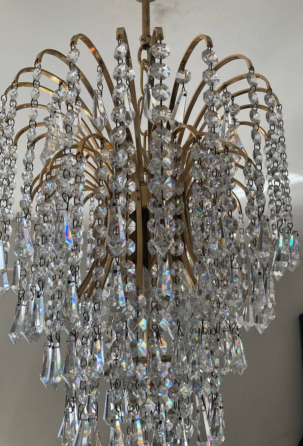 70s crystal tassel cascade chandelier