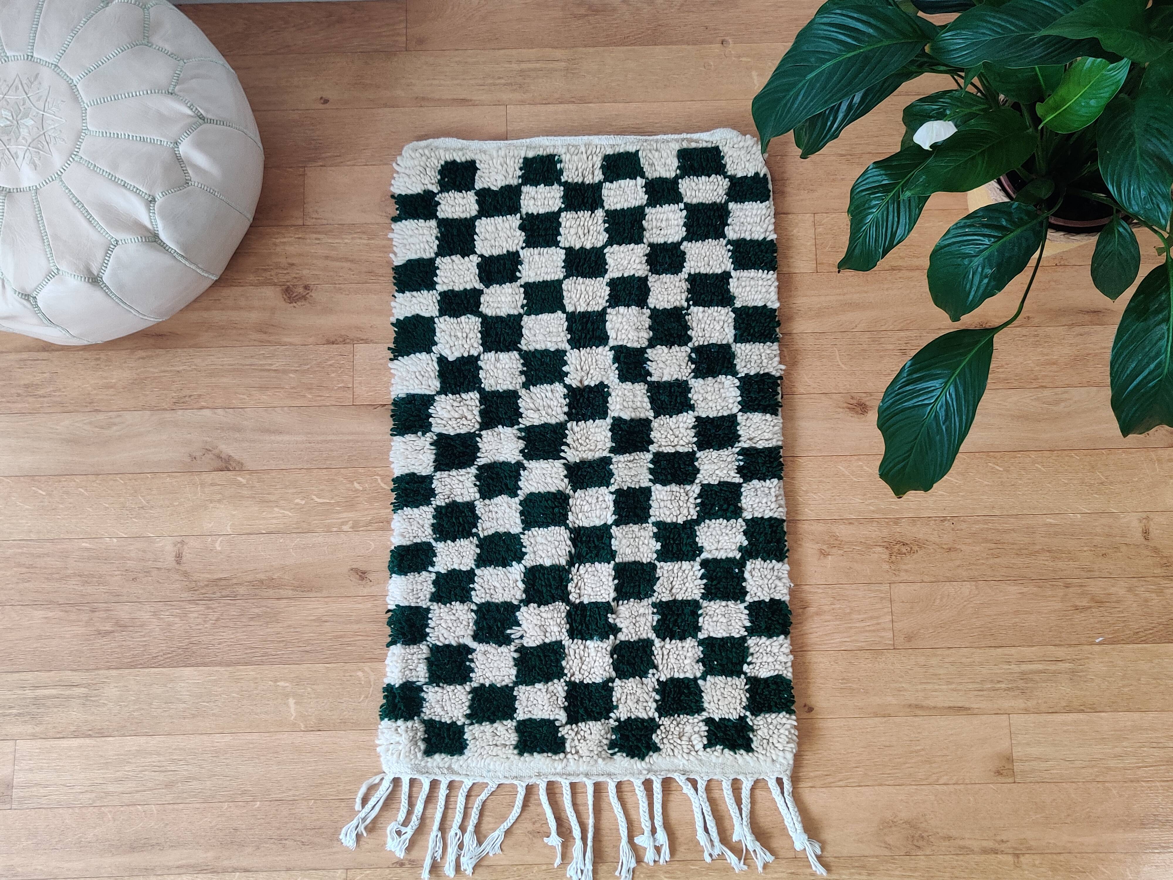 Small Berber rug with green tiles