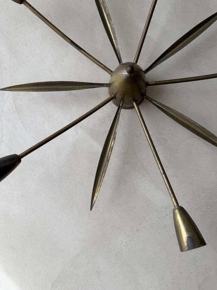 Mid-century Sputnik ceiling lamp brass 1950s