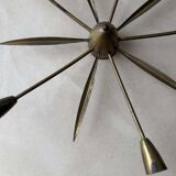 Mid-century Sputnik ceiling lamp brass 1950s