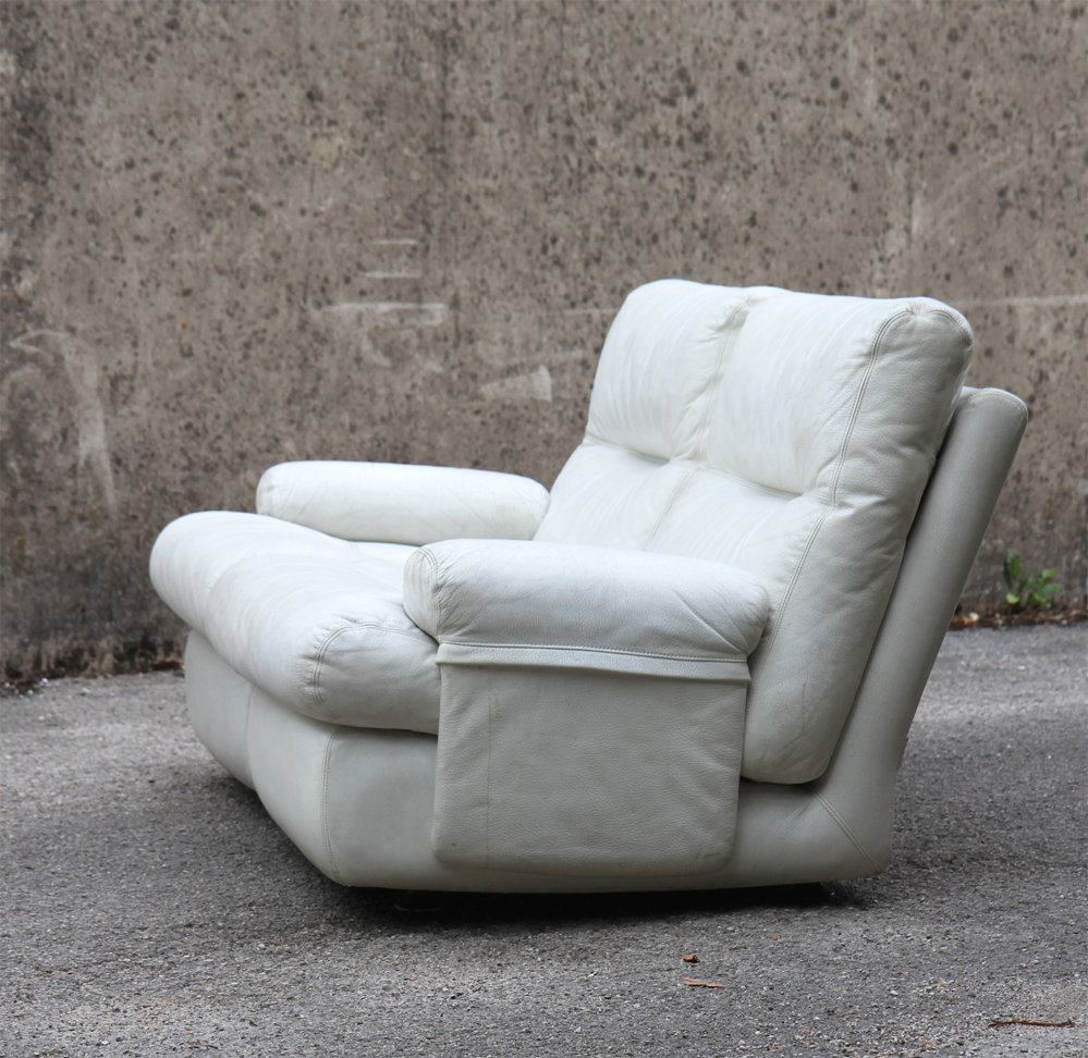 Ligne Roset white leather sofa