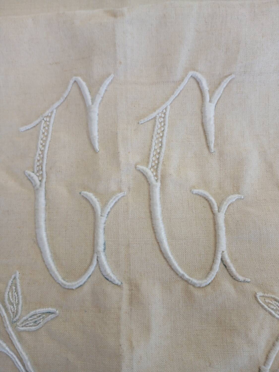 Pure linen canvas sheet/tablecloth/curtain "Blue flower"