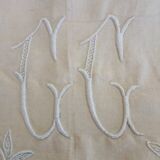 Pure linen canvas sheet/tablecloth/curtain "Blue flower"