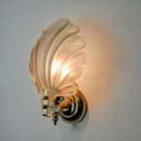 Shell wall lamp, murano glass, italy, 1970