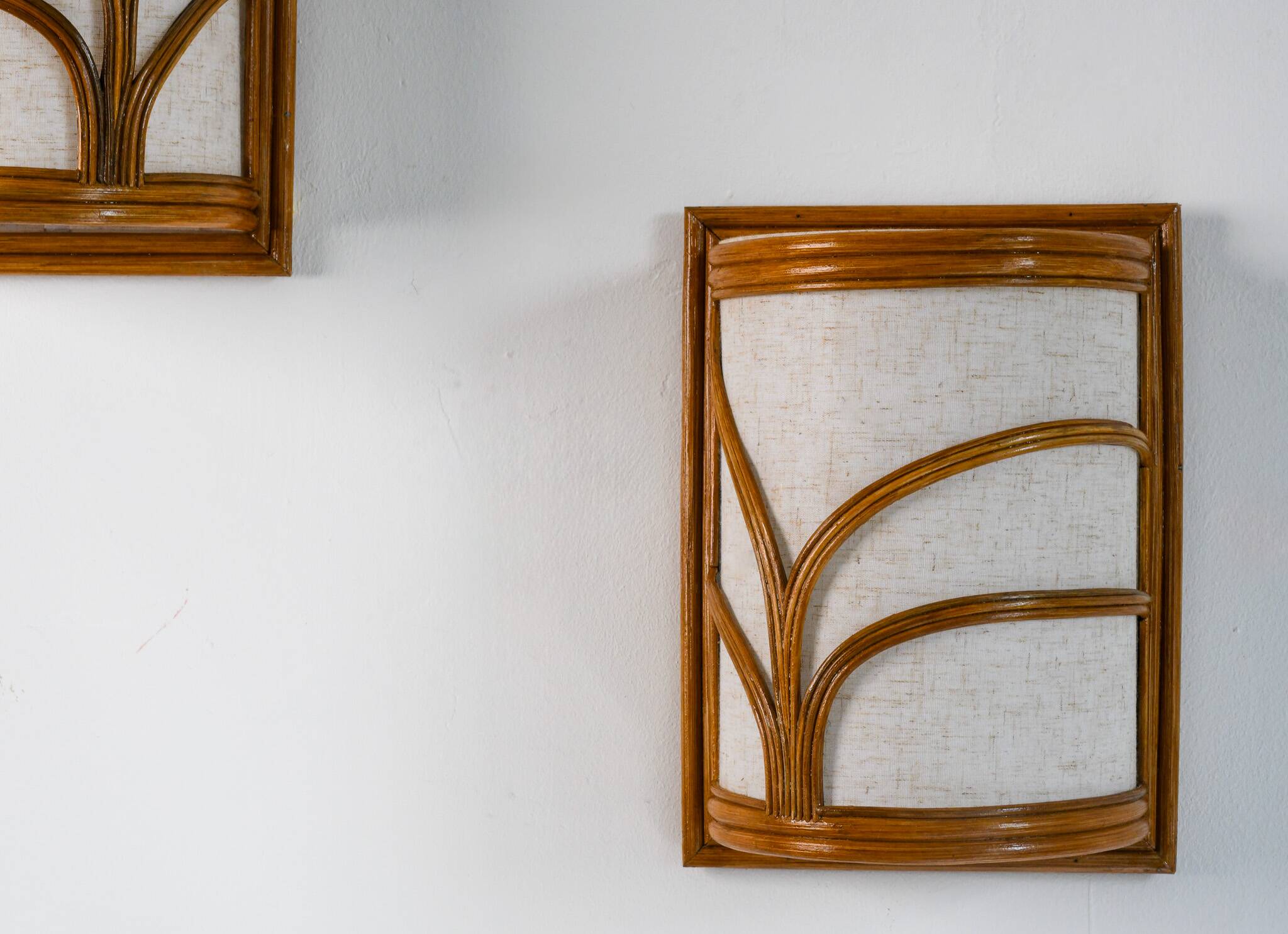 Pair Mid-century Modern style Rattan Wall Sconce Lamp