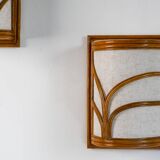 Paire de lampes murales en rotin de style moderne du milieu du siècle