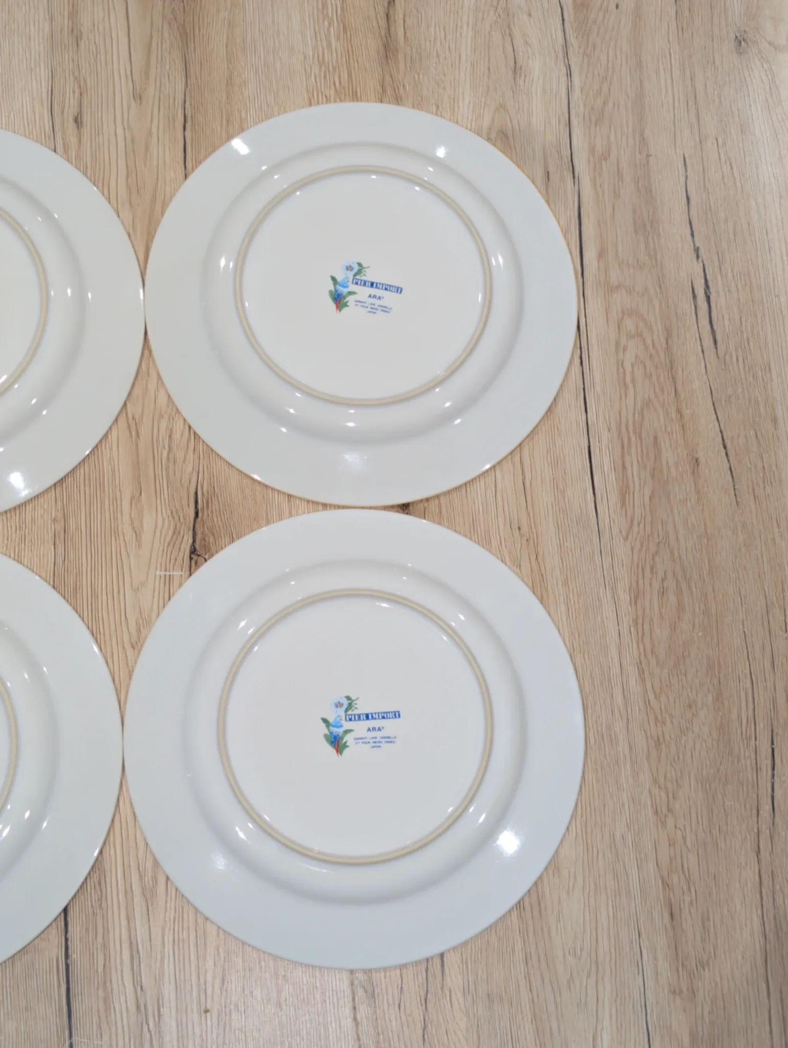 Lot of 4 Large Flat Plates Porcelain ARA Pier Import
