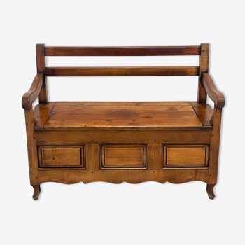 Banc coffre rustique en bois fruitier chambre enfant