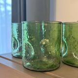 6 vintage bubble glass glasses