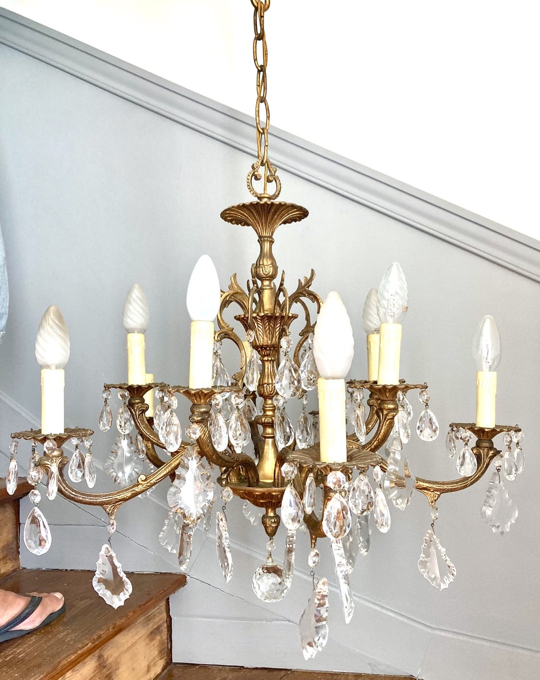Bronze chandelier with tassels