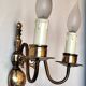 Pair of Dutch style 2-light brass wall lights